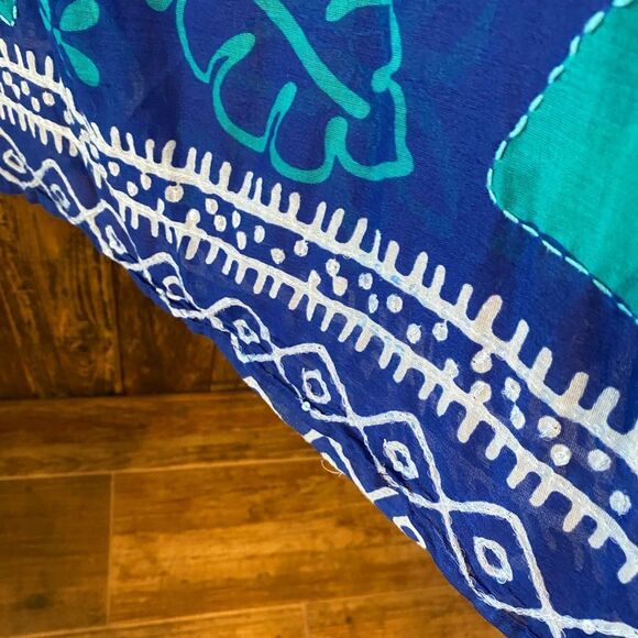 Tommy Bahama S Blue Green Embroidered Floral Semi-Sheer Bathing Suit Cover-Up - Picture 5 of 8